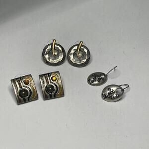 Chico's earrings set of three burnished silver tone probably vintage jewelry